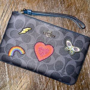 Coach Signature Canvas Wristlet with Patches